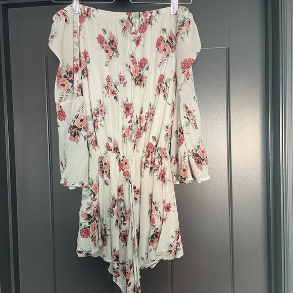 Sage Pants - Sage white floral OTS romper - S
